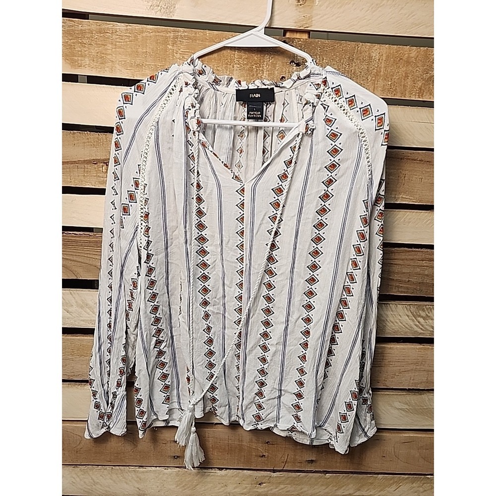 Rain Tunic Blouse Womens Large Geometric